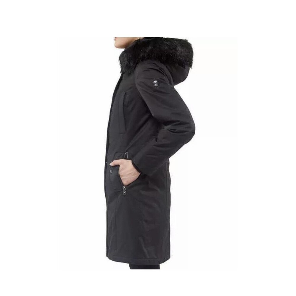 NWT 1 Madison Expedition All Black Parka with Faux Fur Hood Small - Picture 3 of 3